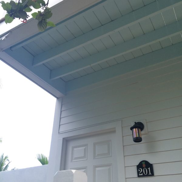 The Gullah people of Africa believed that ocean water scared away evil spirits so they painted the roof overhangs a pale blue to represent water and prevent spirits from entering house. Many people in Key West carry on this tradition; I might try it on my classroom to prevent a few "evil spirits" as well.