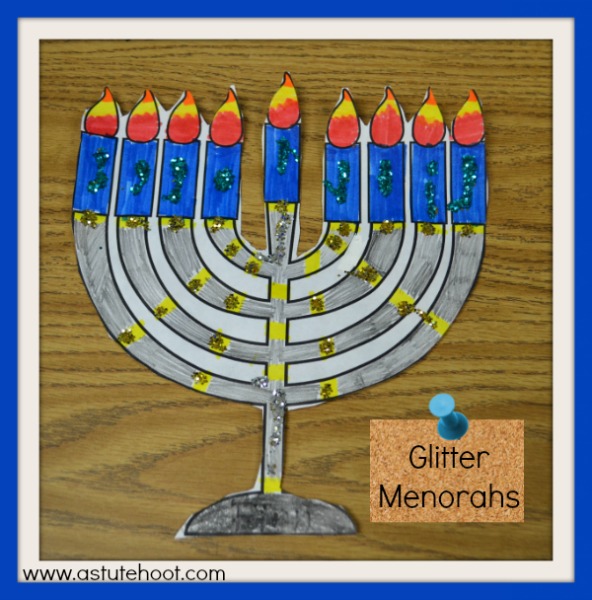 Glitter menorahs