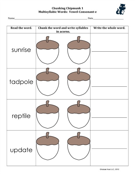 Vowel Consonant e Syllable Unit