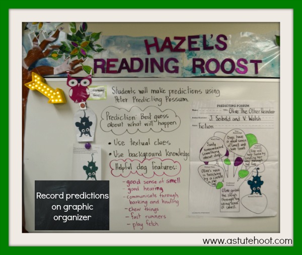 Record predictions on graphic organizer