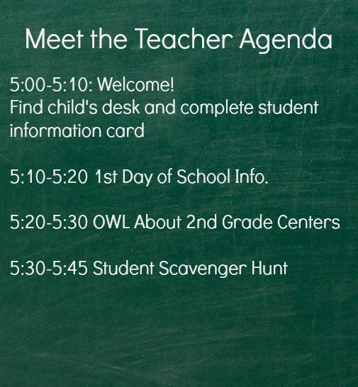 Meet the Teacher Agenda
