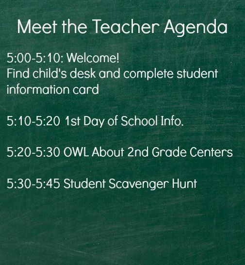 Meet the Teacher Agenda