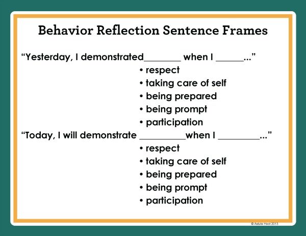 Behavior Self Reflection Sentence Stems